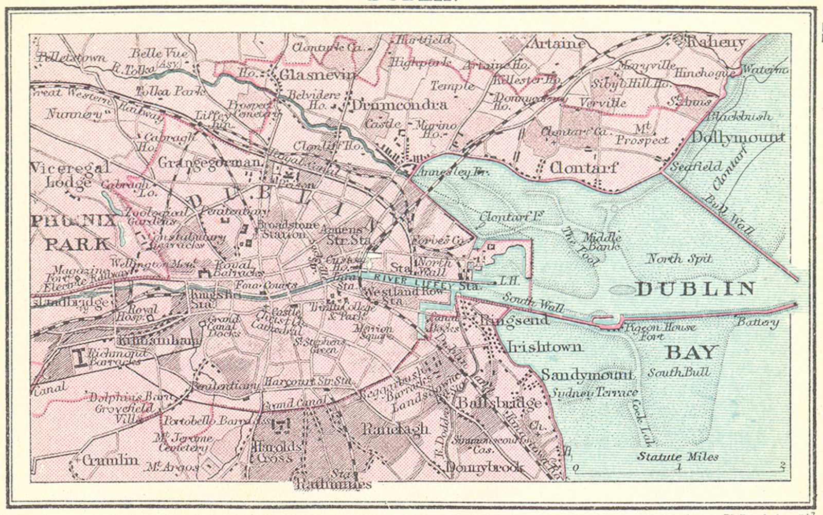 IRELAND. Dublin; Small map 1912 old antique vintage plan chart